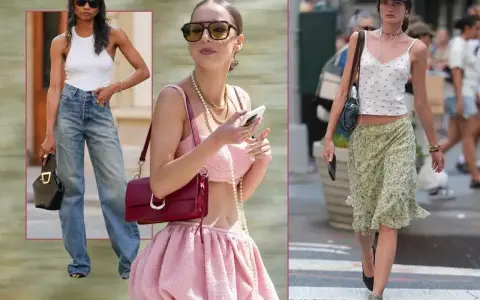 Stylizacje w stylu y2k co to? Luźne jeansy, crop topy, kwieciste spódniczki i pastelowe komplety.