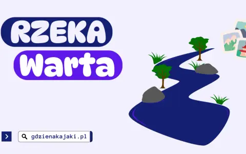 Warta rzeka, malowniczy krajobraz z drzewami, kamieniami i trawą. Obok widnieją zdjęcia z podróży.