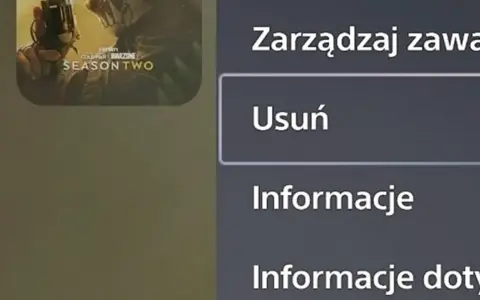 Ekran PS5 z opcją "Usuń" pod "Zarządzaj zawartością". Dowiedz się, jak odinstalować grę na PS5.