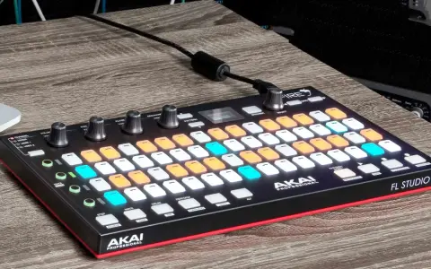 Akai Fire, kontroler MIDI z podświetlanymi padami, gotowy do tworzenia muzyki w FL Studio.