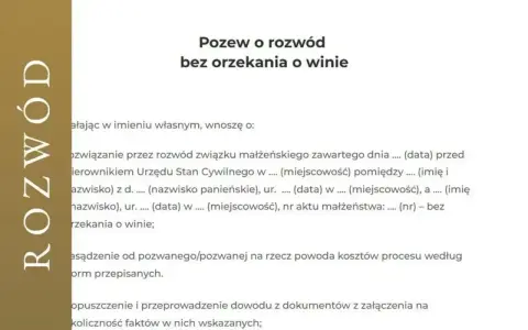 Pozew o rozwód bez orzekania o winie. Dokument zawiera dane potrzebne do ustalenia, czy powód dostaje odpowiedź na pozew.