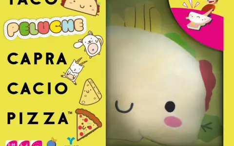 Taco, capra, cacio e pizza: le regole del gioco Peluche sono divertenti! Un peluche a forma di taco sorride.