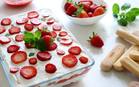 Tiramisu klasyczne kontra tiramisu truskawkowe. Puszysty deser z owocami i biszkoptami, gotowy do podania.