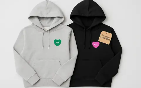 Szare i czarne bluzy z sercami "A&K" - idealne, wyjątkowe bluzy dla par. Zaprojektuj własne!