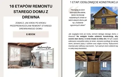 Projekt dobudówki: odsłonięcie konstrukcji starego domu z drewna, by ocenić jego stan.