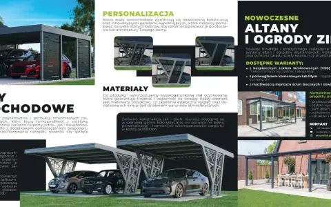 Nowoczesne wiaty samochodowe i altany ogrodowe z aluminium.