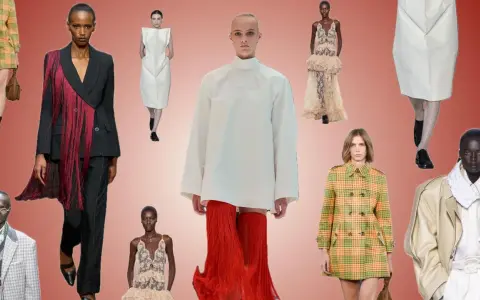 Modenschau-Collage mit Models in verschiedenen Outfits, von elegant bis avantgardistisch. Ein Beispiel für typ beratung.