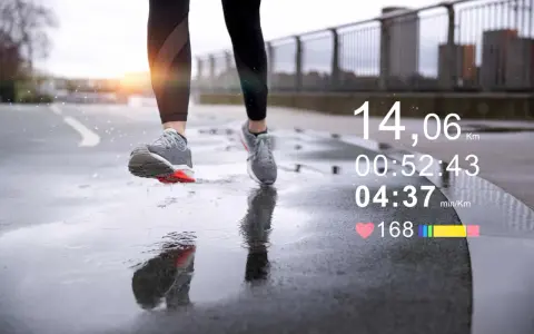 Biegacz pokonuje dystans 14 km w deszczu, monitorując swoje parametry. Czy zbliża się do progu mleczanowego?