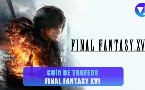 Guía de trofeos de Final Fantasy XVI con Clive y un dragón de fuego.