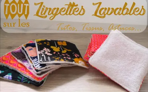 Gabarit lingettes lavables : pile de lingettes colorées et douces, idéales pour un usage zéro déchet.