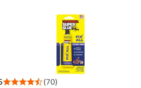 The Original Super Glue Fix All tube, promising a flexible, waterproof, and permanent bond for many materials.