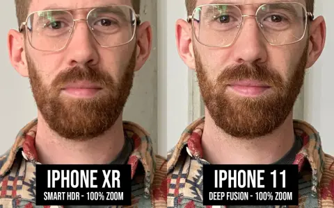 Comparación de retratos: iPhone XR con Smart HDR y iPhone 11 con deep fusion. Ambos a 100% de zoom.