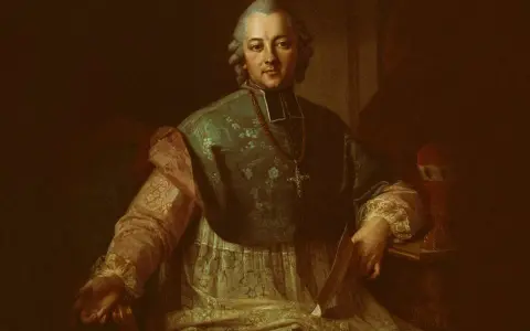Portret Ignacego Krasickiego, biskupa, który tworzył wspaniałe bajki i wiersze.
