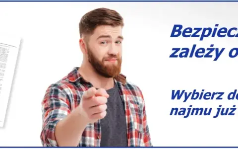 Mężczyzna wskazuje palcem, zachęcając do wyboru dobrej umowy najmu. Bezpieczny najem instytucjonalny zależy od Ciebie!