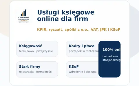 Usługi księgowe online dla firm: KPIR, ryczałt, spółki, VAT, JPK, KSeF. Dowiedz się, jak samemu prowadzić księgowość ryczałt.
