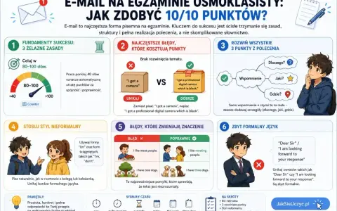 Jak napisać wiadomość do nauczyciela na egzaminie ósmoklasisty? Poradnik: celuj w 80-100 słów, rozwijaj punkty, stosuj styl nieformalny, unikaj błędów i zbyt formalnego języka.