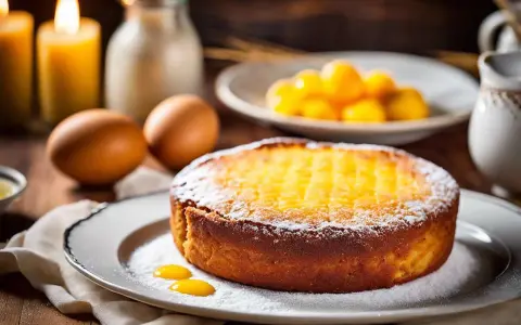 Un délicieux gâteau basque, saupoudré de sucre glace, prêt à être dégusté. La recette parfaite pour un goûter gourmand.