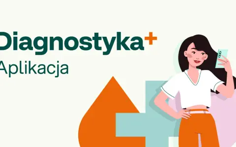 Aplikacja Diagnostyka+ ułatwia sprawdzenie wyników z laboratorium. Kobieta z telefonem w ręku.