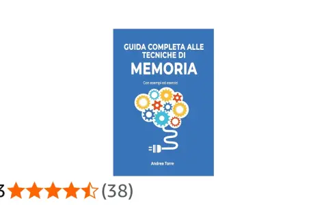 Copertina di "Guida completa alle tecniche di memoria" di Andrea Torre, con ingranaggi che formano un cervello. Un libro utile per migliorare la memoria.