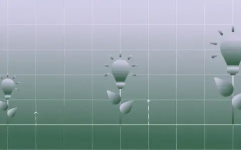 Three lightbulb plants grow on a grid, symbolizing business growth and how to find investors for a business.