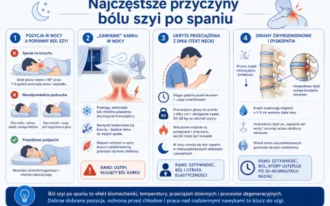 Ból szyi po spaniu? Zobacz, jak złagodzić poranny ból karku, sztywność i utratę elastyczności. Poznaj przyczyny i sposoby na ulgę.