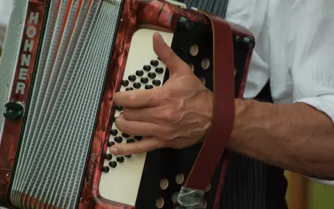 Dłoń gra na akordeonie HOHNER Junior 48. Ile trwa nauka gry na akordeonie? Zależy od zaangażowania!