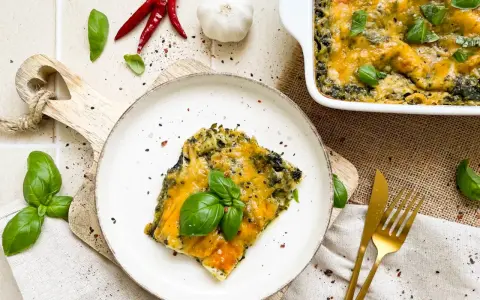 Herzhaftes Spinatlasagne Rezept mit geschmolzenem Käse, frischem Basilikum, Chili und Knoblauch. Ein Genuss für jeden Tag!