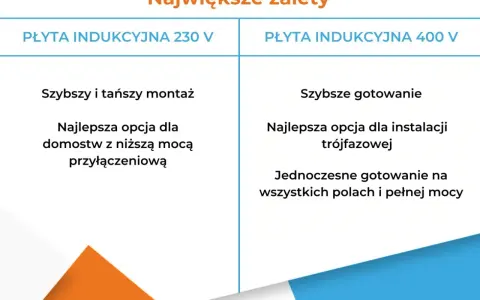 Porównanie płyt indukcyjnych 230V i 400V. Czy kuchenka indukcyjna potrzebuje siły? 230V jest tańsza, 400V szybsza.