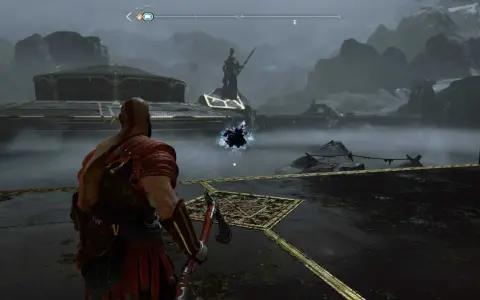 Kratos se prepara para la batalla en Niflheim, un reino sombrío de God of War Ragnarök.