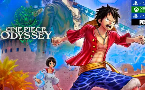 Luffy y Adio se preparan para la aventura en One Piece Odyssey. El juego estará disponible para PS5, Xbox Series X|S, PS4 y PC.