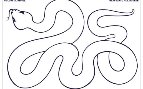 Serpiente para colorear, ideal como fichas para niños de 7 a 8 años para imprimir. ¡A crear un arcoíris!