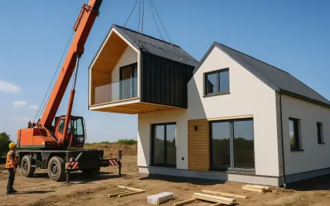 Montaż modułu domu przez dźwig. Nowoczesne realizacje homekoncept.