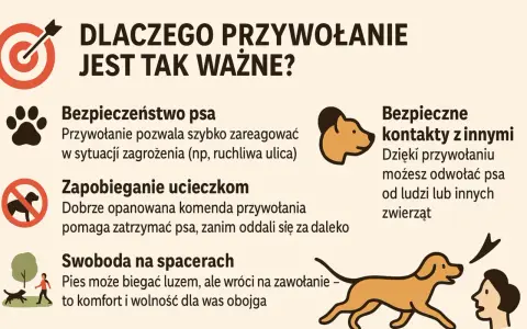 Dlaczego przywołanie jest tak ważne? Bezpieczeństwo, zapobieganie ucieczkom, swoboda na spacerach i bezpieczne kontakty z innymi. Przyjdź do mnie, mój psie!