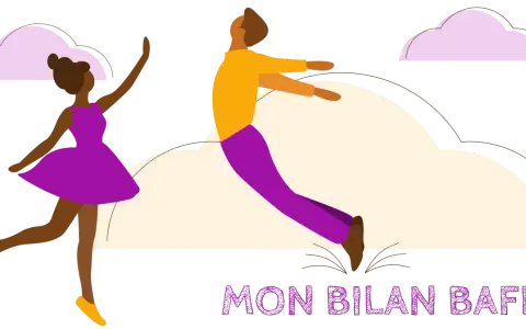 Illustration de deux personnes dansant, avec le texte "MON BILAN BAFD".
