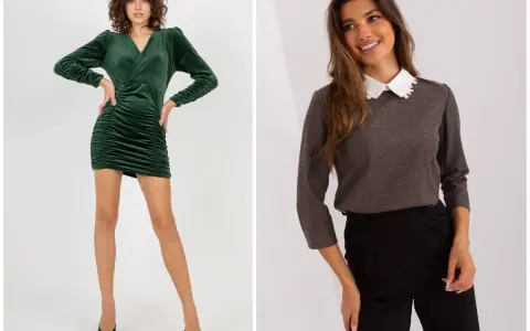 Elegancki strój na Wigilię: aksamitna sukienka w kolorze butelkowej zieleni lub stylowy komplet z bluzką i czarnymi spodniami.