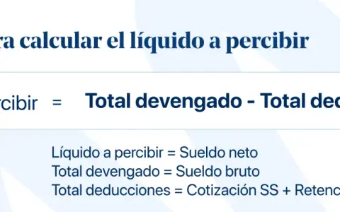 Fórmula para calcular el líquido a percibir en una hoja de nómina: Sueldo neto = Sueldo bruto - Deducciones.