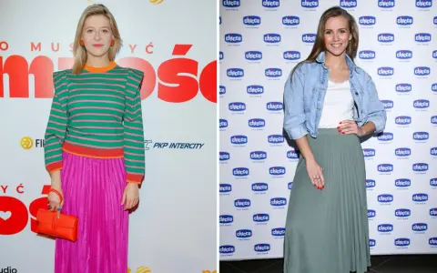 Dwie kobiety prezentują spódnica plisowana stylizacje: jedna w kolorze fuksji, druga miętowa.
