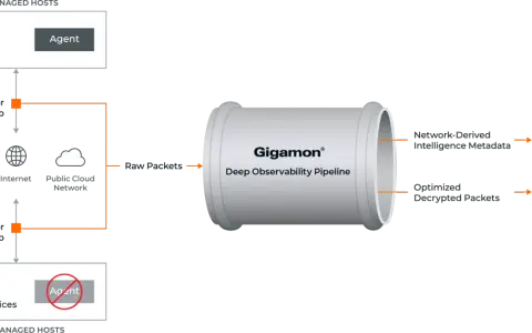 Gigamon NDR solution processes raw packets from managed and unmanaged hosts, delivering intelligence metadata and optimized packets to SIEM and security tools.