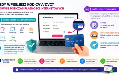 Podawanie numeru karty i CVV jest bezpieczne, gdy strona ma https. Kod CVV/CVC potwierdza, że masz kartę fizycznie przy sobie.