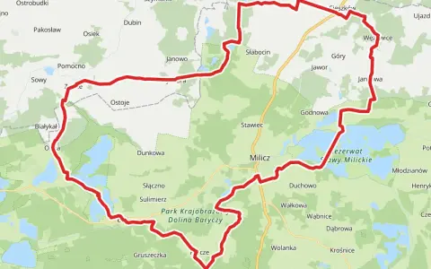 Trasa rowerowa przez malowniczą dolnośląską krainę rowerową, wiodąca przez Park Krajobrazowy Dolina Baryczy, z widokiem na stawy milickie.