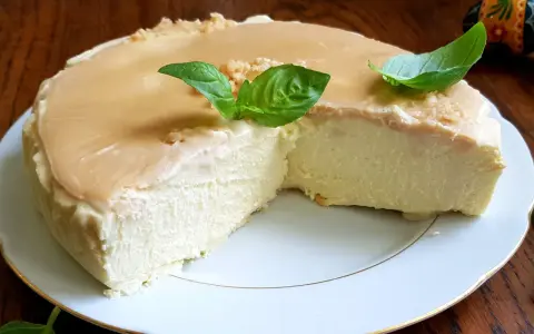 Pyszny, szybki keto sernik z delikatną polewą i listkami bazylii. Idealny deser dla dbających o linię.