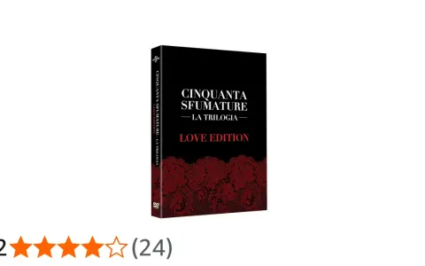 La trilogia "Cinquanta sfumature di grigio" in edizione speciale, con copertina nera e dettagli in pizzo rosso.