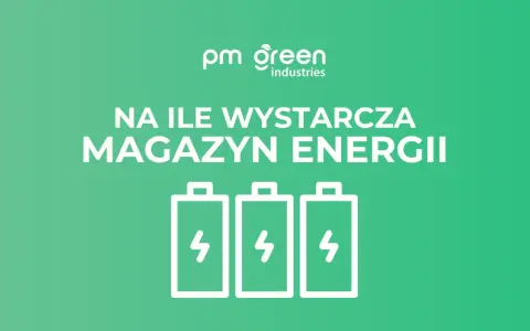 Na ile wystarcza magazyn energii 5 kW? Grafika z trzema ikonami baterii symbolizuje pytanie o pojemność magazynu energii.