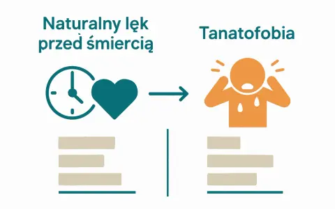 Naturalny lęk przed śmiercią ewoluuje w tanatofobię, objawiającą się paniką i stresem.