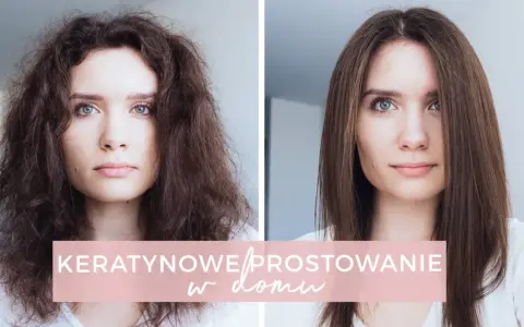 Przed i po zabiegu keratynowe prostowanie włosów. Włosy z kręconych i puszących się stały się gładkie i lśniące.
