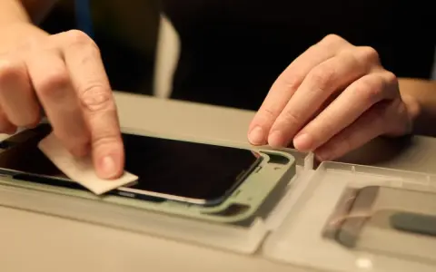 Delikatne czyszczenie ekranu telefonu przed nałożeniem szybki ochronnej. Instrukcja jak założyć szybkę na telefon krok po kroku.