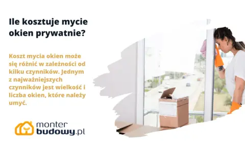 Ile kosztuje mycie okien w domu? Cena zależy od wielkości i liczby okien. Kobieta w pomarańczowych rękawicach myje okno.