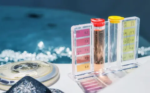 Testeurs de pH et de chlore pour augmenter le pH de l'eau naturellement. Le niveau idéal est indiqué.