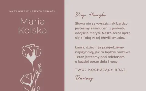 Na pogrzebie Marysi, Dariusz pisze do Henryka: "Słowa nie są wyrazić, jak bardzo jesteśmy zasmuceni z powodu odejścia Marysi.