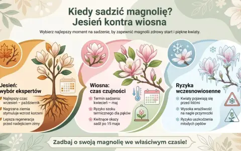 Jesień to najlepszy czas, kiedy sadzić magnolię. Wrzesień-październik sprzyja regeneracji korzeni przed zimą. Wiosną magnolie są wrażliwe na przymrozki.